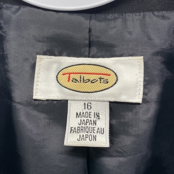 Talbots Womens Wool Button Down Blazer Jacket Size 16 Black Career Classic - Picture 3 of 5
